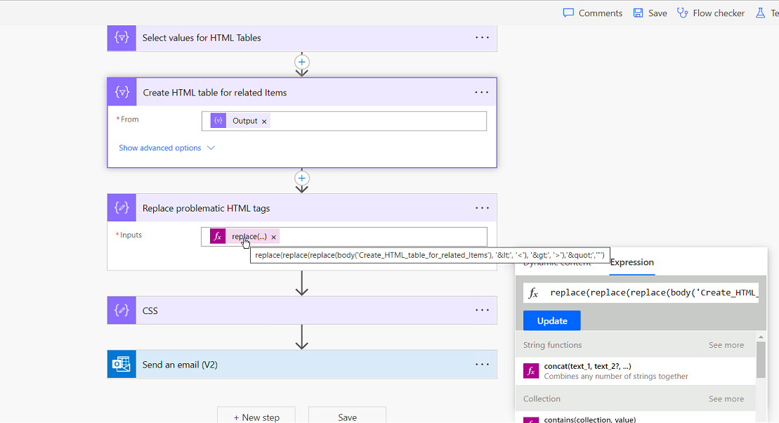 How to replace HTML tags when within automated email and display ...